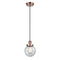 Beacon Mini Pendant shown in the Antique Copper finish with a Seedy shade