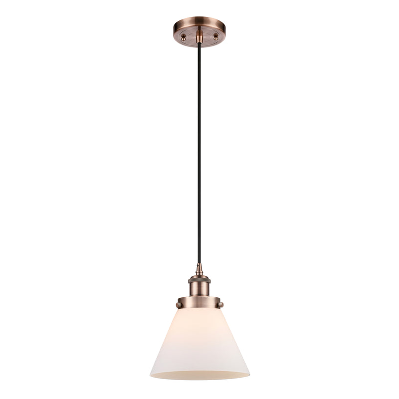 Cone Mini Pendant shown in the Antique Copper finish with a Matte White shade