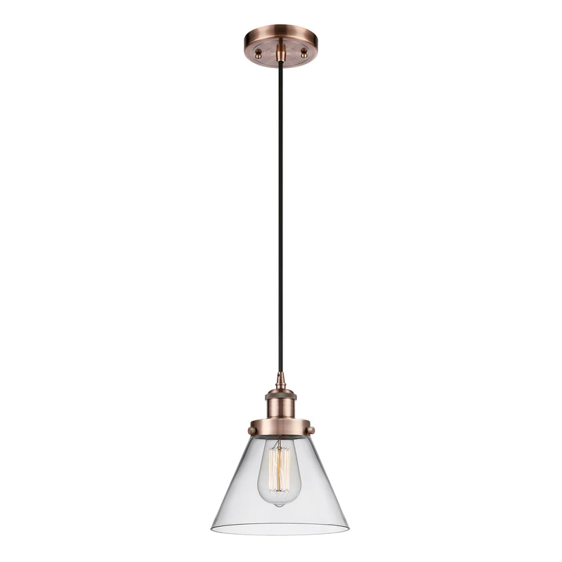 Cone Mini Pendant shown in the Antique Copper finish with a Clear shade