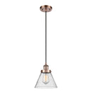 Cone Mini Pendant shown in the Antique Copper finish with a Seedy shade