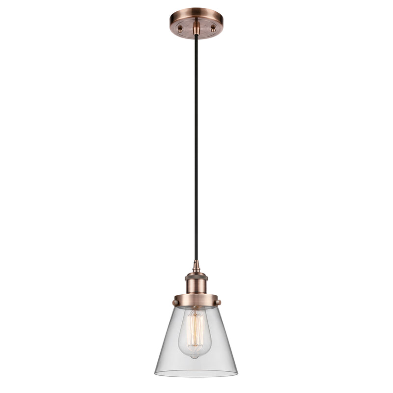 Cone Mini Pendant shown in the Antique Copper finish with a Clear shade