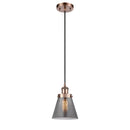 Cone Mini Pendant shown in the Antique Copper finish with a Plated Smoke shade