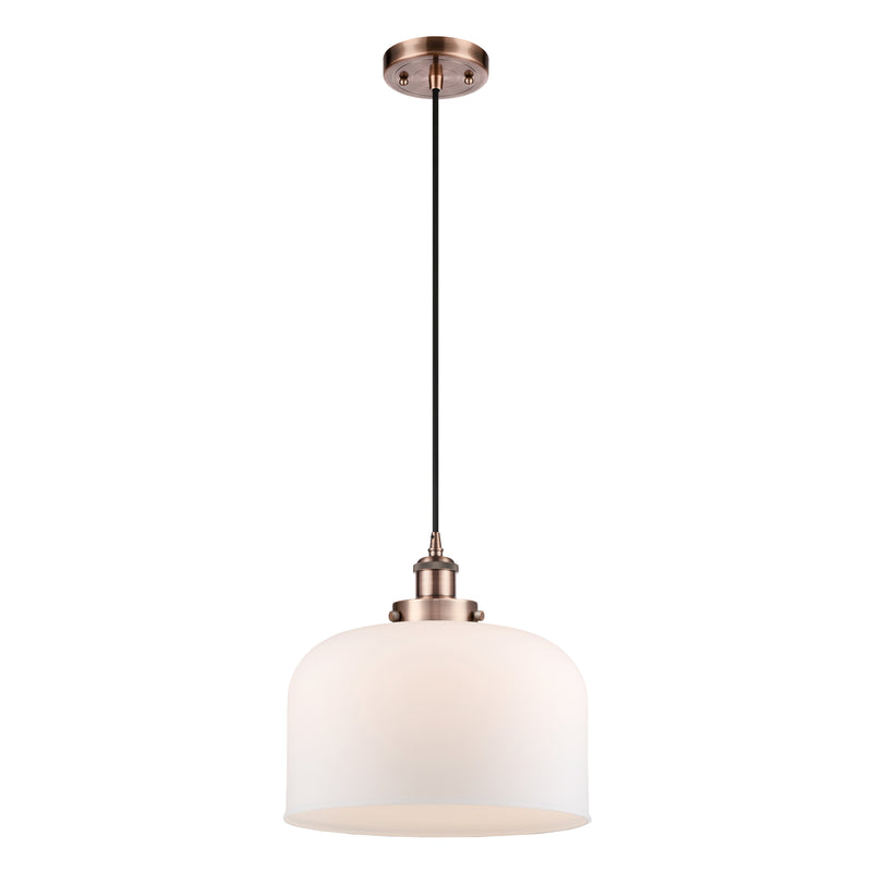 Bell Mini Pendant shown in the Antique Copper finish with a Matte White shade