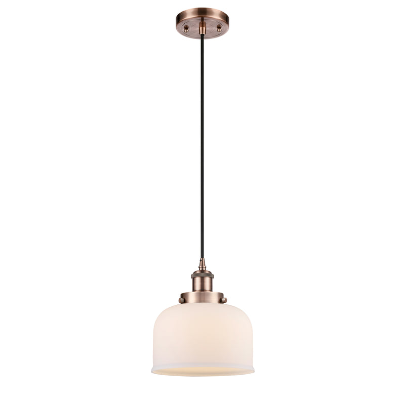 Bell Mini Pendant shown in the Antique Copper finish with a Matte White shade