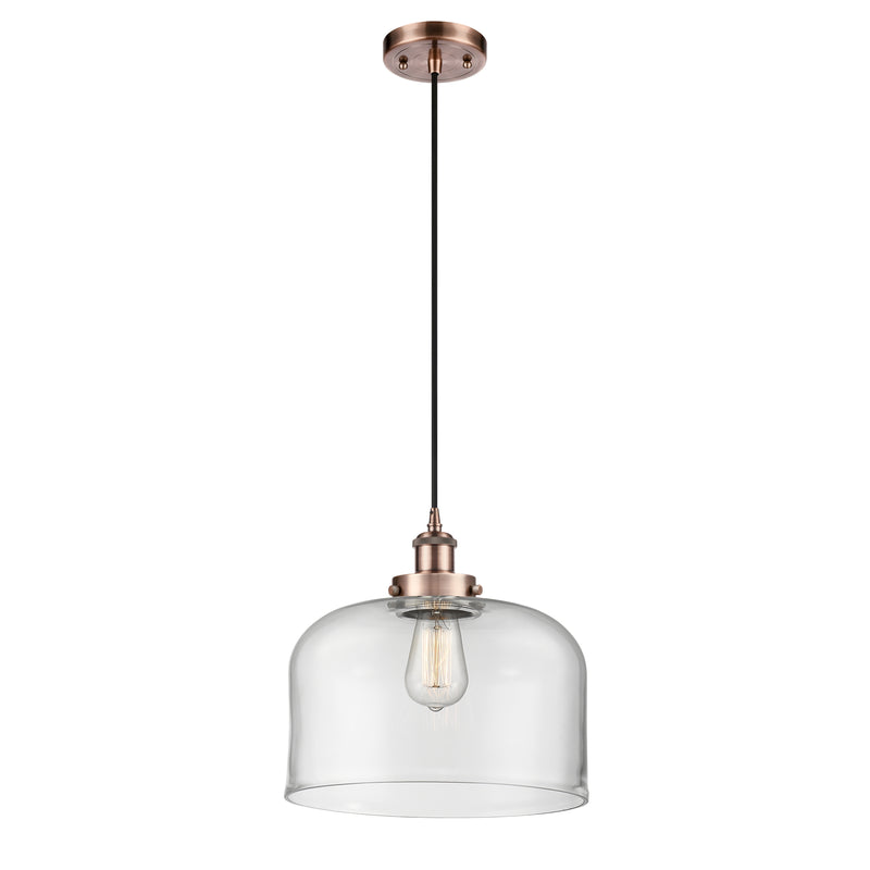 Bell Mini Pendant shown in the Antique Copper finish with a Clear shade