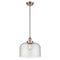 Bell Mini Pendant shown in the Antique Copper finish with a Seedy shade