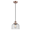 Bell Mini Pendant shown in the Antique Copper finish with a Seedy shade