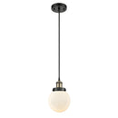 Beacon Mini Pendant shown in the Black Antique Brass finish with a Matte White shade