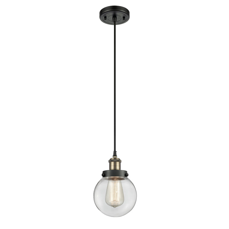 Beacon Mini Pendant shown in the Black Antique Brass finish with a Clear shade