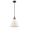 Cone Mini Pendant shown in the Black Antique Brass finish with a Matte White shade