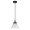 Cone Mini Pendant shown in the Black Antique Brass finish with a Clear shade