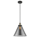 Cone Mini Pendant shown in the Black Antique Brass finish with a Plated Smoke shade