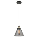 Cone Mini Pendant shown in the Black Antique Brass finish with a Plated Smoke shade