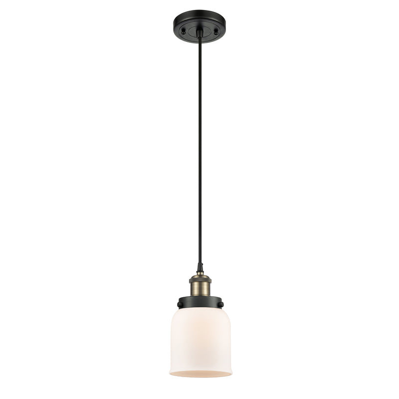 Bell Mini Pendant shown in the Black Antique Brass finish with a Matte White shade