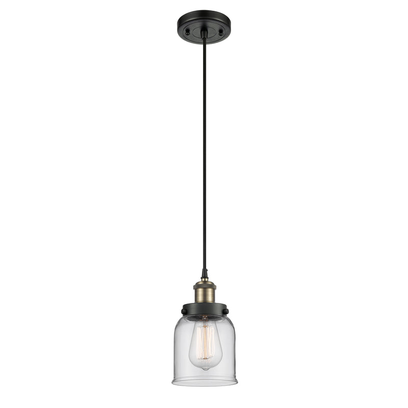 Bell Mini Pendant shown in the Black Antique Brass finish with a Clear shade