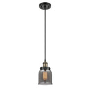 Bell Mini Pendant shown in the Black Antique Brass finish with a Plated Smoke shade