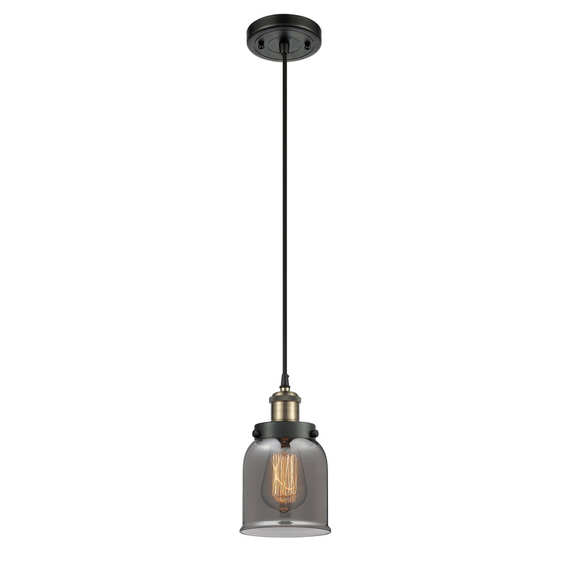 Bell Mini Pendant shown in the Black Antique Brass finish with a Plated Smoke shade