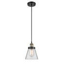 Cone Mini Pendant shown in the Black Antique Brass finish with a Clear shade