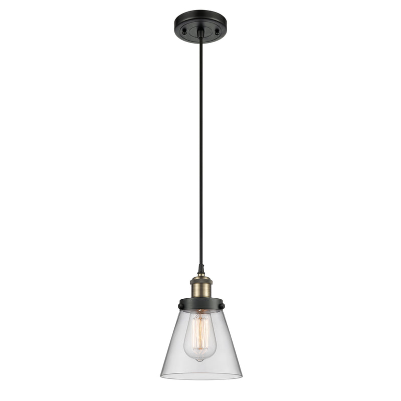 Cone Mini Pendant shown in the Black Antique Brass finish with a Clear shade