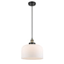 Bell Mini Pendant shown in the Black Antique Brass finish with a Matte White shade