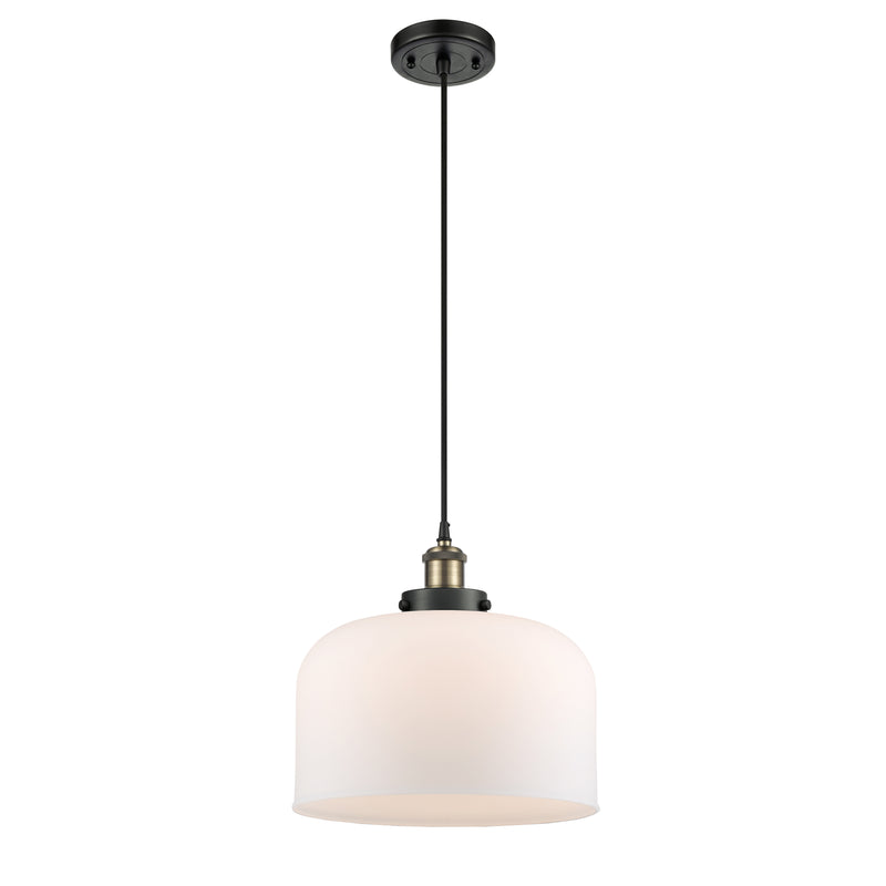 Bell Mini Pendant shown in the Black Antique Brass finish with a Matte White shade