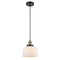 Bell Mini Pendant shown in the Black Antique Brass finish with a Matte White shade