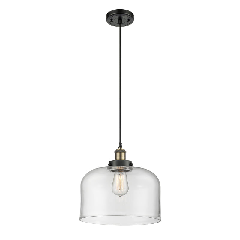 Bell Mini Pendant shown in the Black Antique Brass finish with a Clear shade