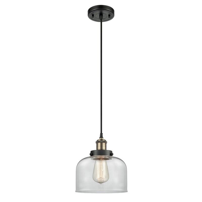 Bell Mini Pendant shown in the Black Antique Brass finish with a Clear shade