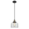 Bell Mini Pendant shown in the Black Antique Brass finish with a Clear shade