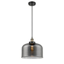 Bell Mini Pendant shown in the Black Antique Brass finish with a Plated Smoke shade