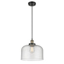 Bell Mini Pendant shown in the Black Antique Brass finish with a Seedy shade