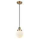 Beacon Mini Pendant shown in the Brushed Brass finish with a Matte White shade