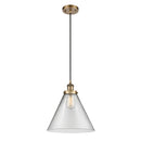 Cone Mini Pendant shown in the Brushed Brass finish with a Clear shade