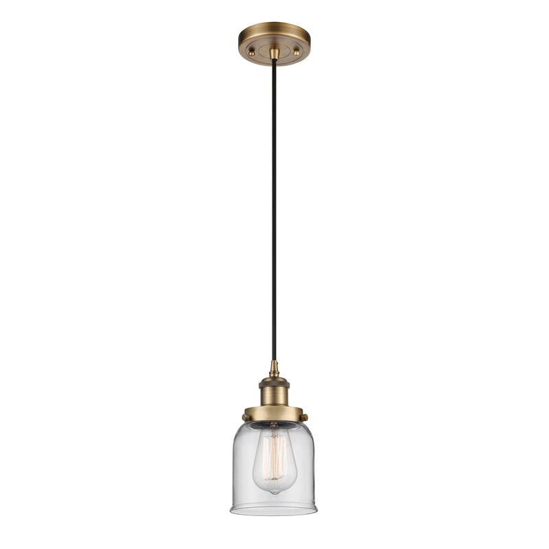 Bell Mini Pendant shown in the Brushed Brass finish with a Clear shade