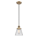 Cone Mini Pendant shown in the Brushed Brass finish with a Clear shade