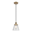 Cone Mini Pendant shown in the Brushed Brass finish with a Seedy shade