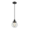 Beacon Mini Pendant shown in the Matte Black finish with a Clear shade