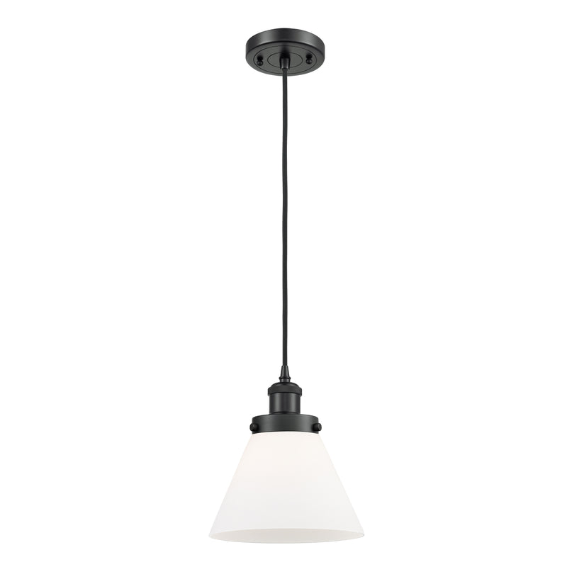 Cone Mini Pendant shown in the Matte Black finish with a Matte White shade