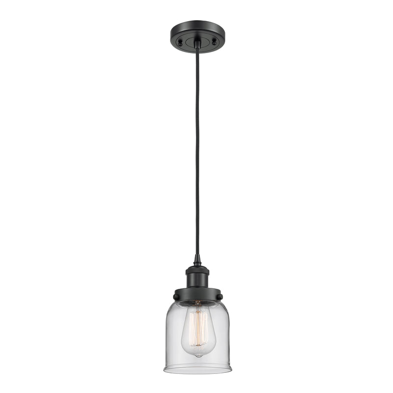 Bell Mini Pendant shown in the Matte Black finish with a Clear shade