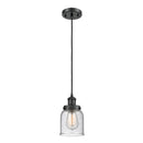 Bell Mini Pendant shown in the Matte Black finish with a Seedy shade