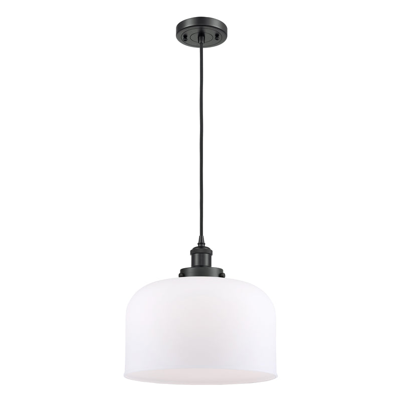 Bell Mini Pendant shown in the Matte Black finish with a Matte White shade