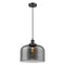 Bell Mini Pendant shown in the Matte Black finish with a Plated Smoke shade