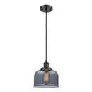 Bell Mini Pendant shown in the Matte Black finish with a Plated Smoke shade