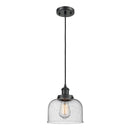 Bell Mini Pendant shown in the Matte Black finish with a Seedy shade