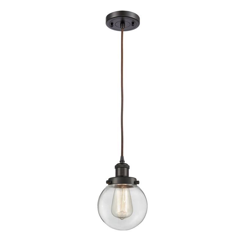 Beacon Mini Pendant shown in the Oil Rubbed Bronze finish with a Clear shade