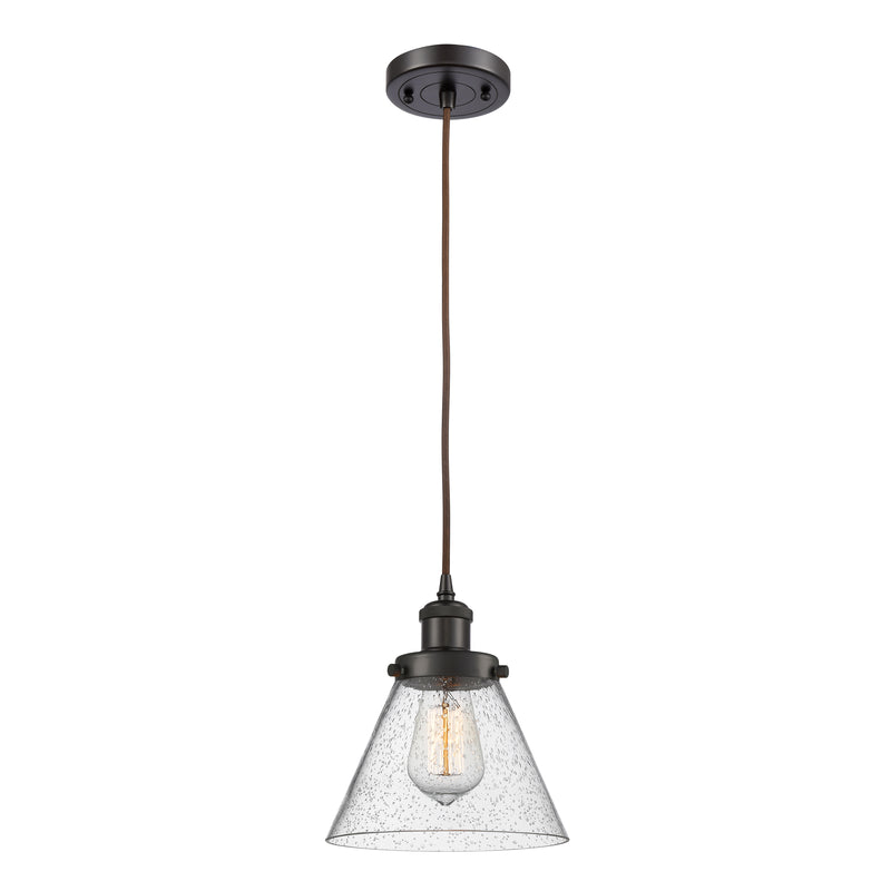 Cone Mini Pendant shown in the Oil Rubbed Bronze finish with a Seedy shade