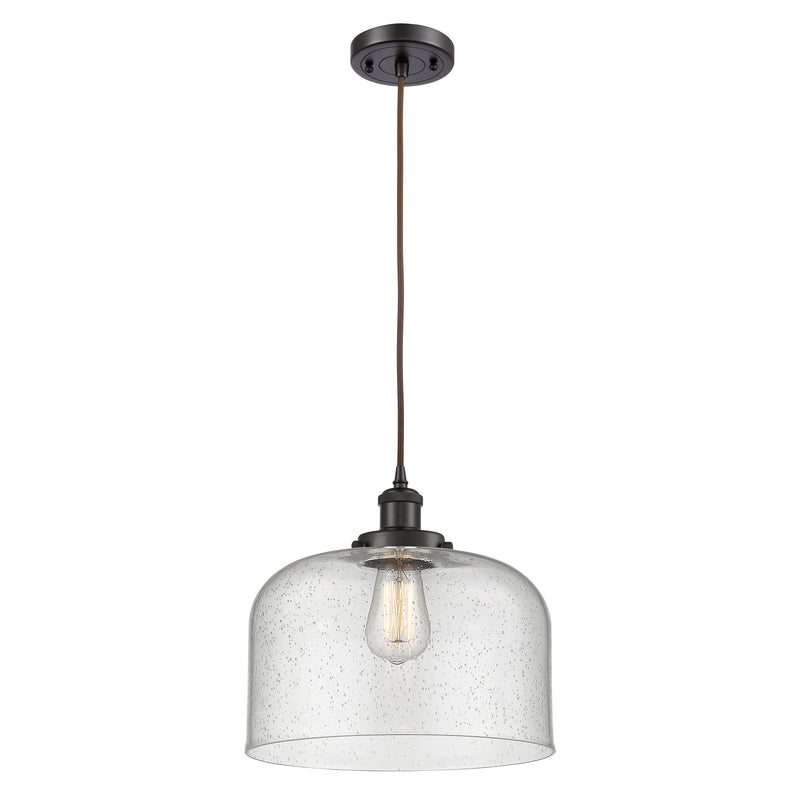 Bell Mini Pendant shown in the Oil Rubbed Bronze finish with a Seedy shade