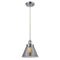 Cone Mini Pendant shown in the Polished Chrome finish with a Plated Smoke shade