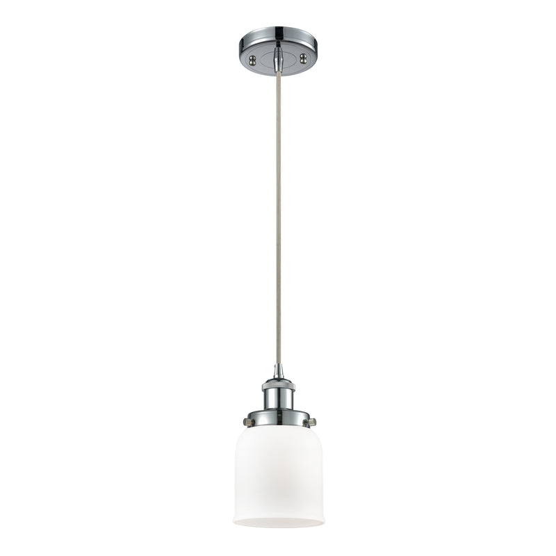 Bell Mini Pendant shown in the Polished Chrome finish with a Matte White shade