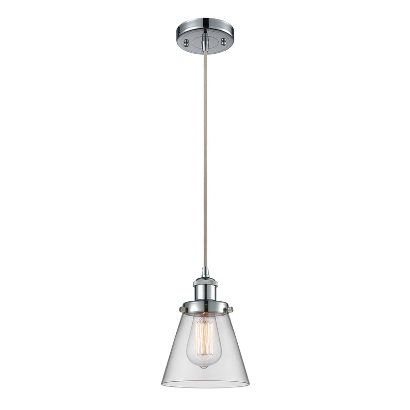 Cone Mini Pendant shown in the Polished Chrome finish with a Clear shade